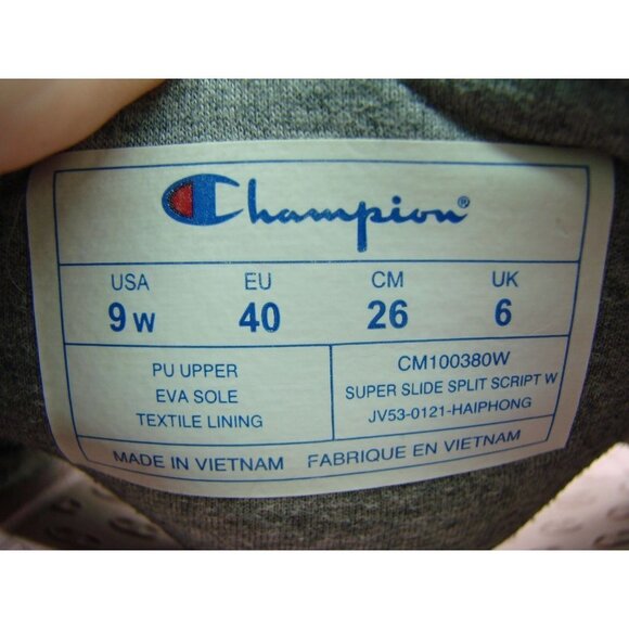 Womens Champion Pink Super Split Script Slide Sandals Size US 9 Flats - Picture 9 of 9